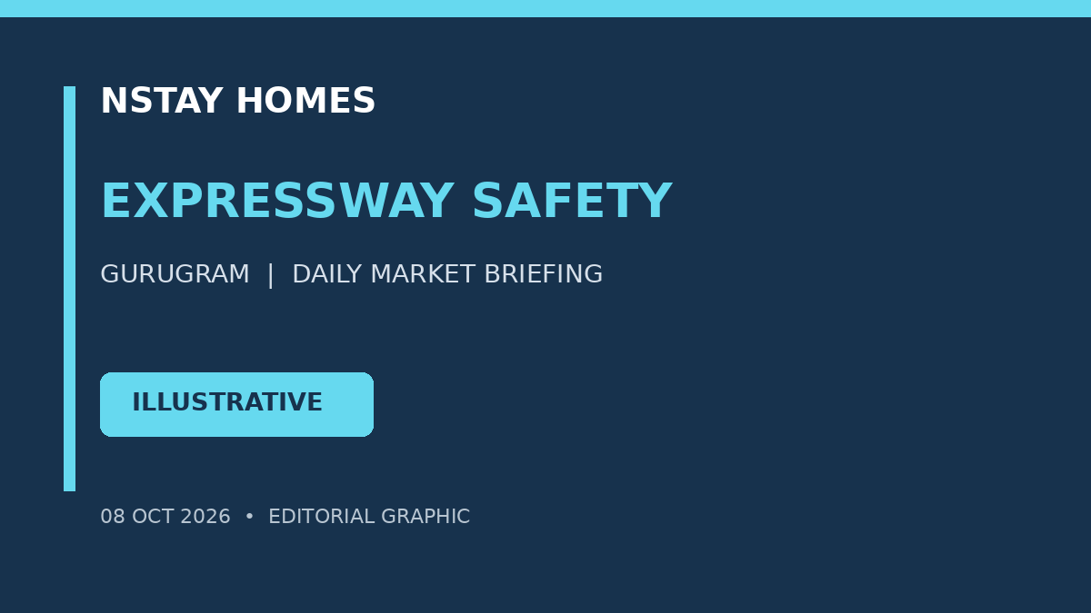 Delhi Gurugram Expressway safety work का NStay Homes इलस्ट्रेटिव ग्राफिक